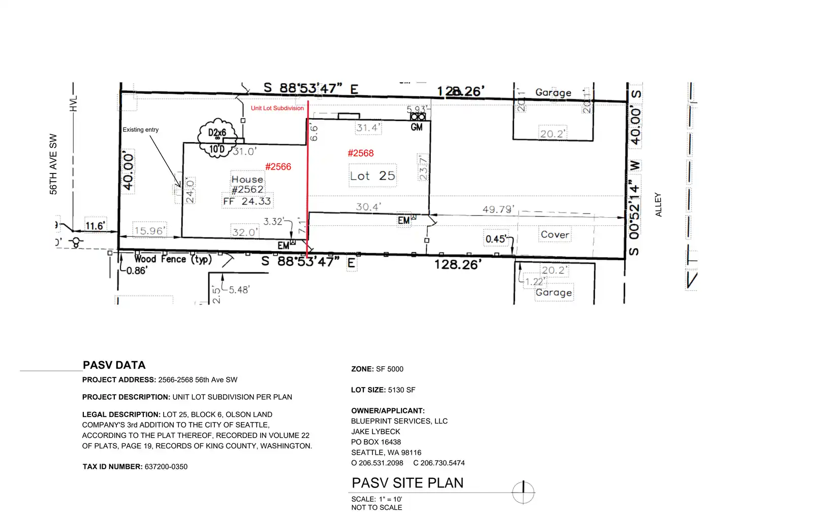 Site plan for 2568 56th Ave SW