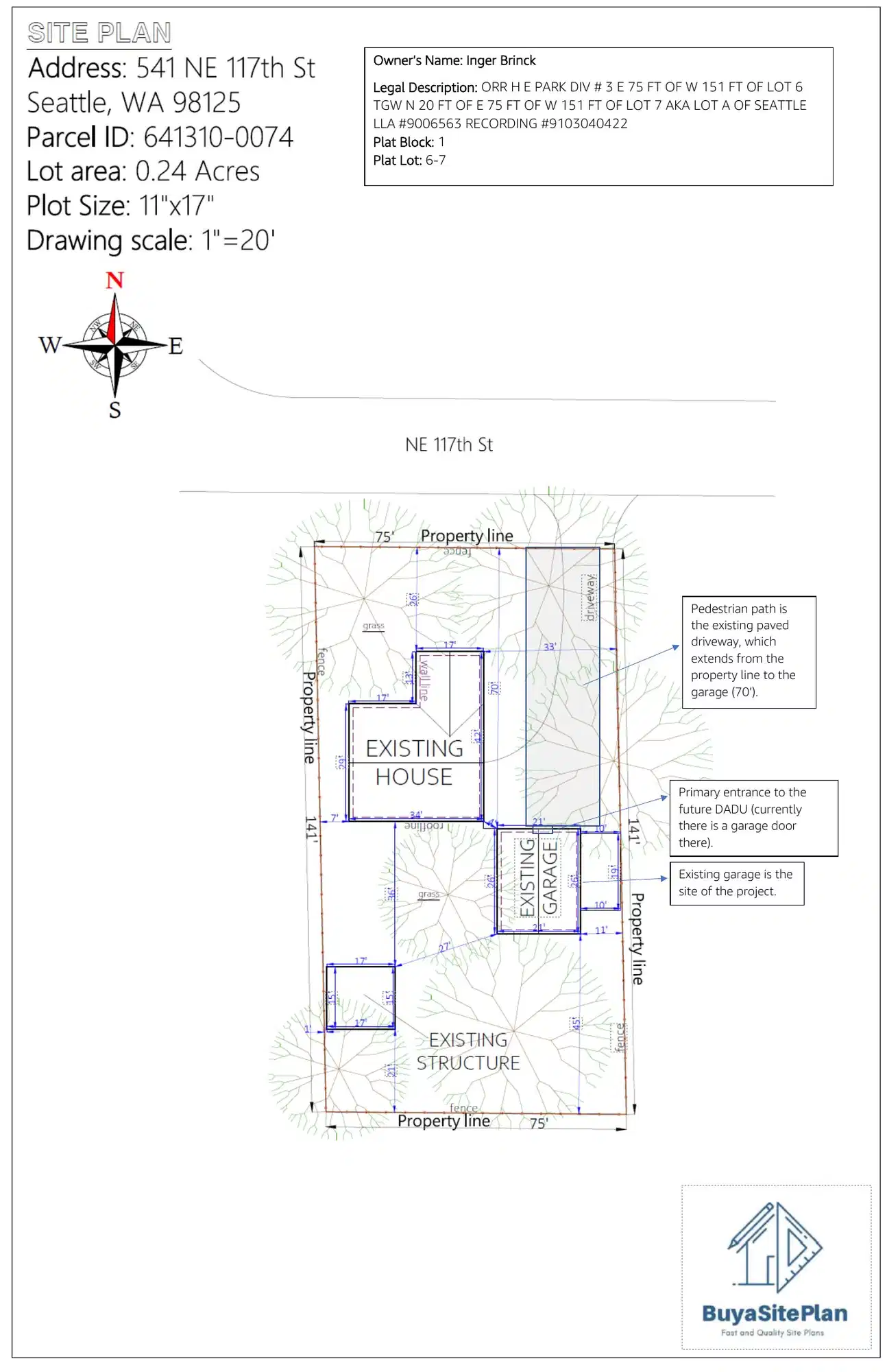 Site plan for 541 NE 117th St