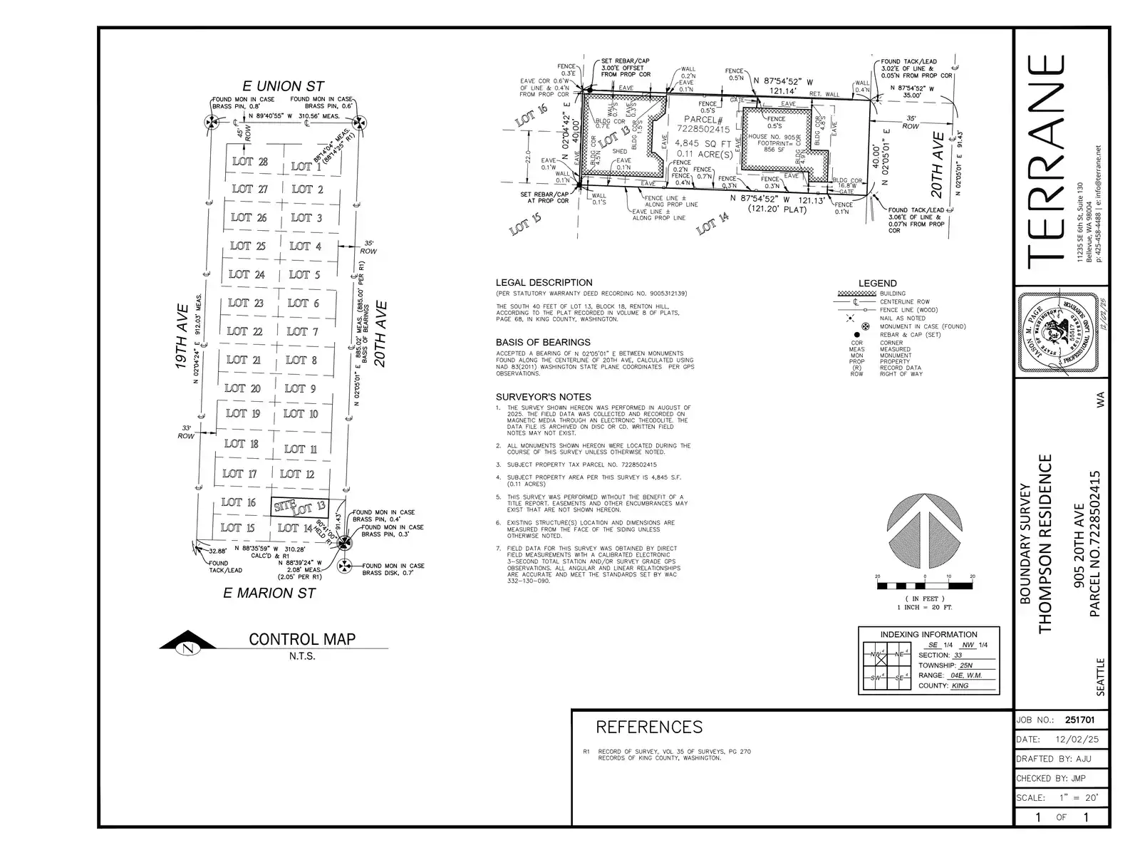 Site plan for 905 20th Ave