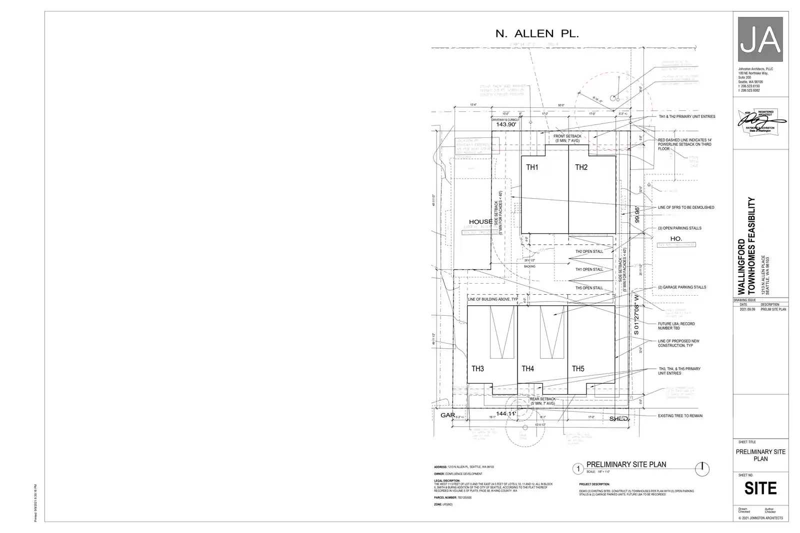 Site plan for 1213 N Allen Pl
