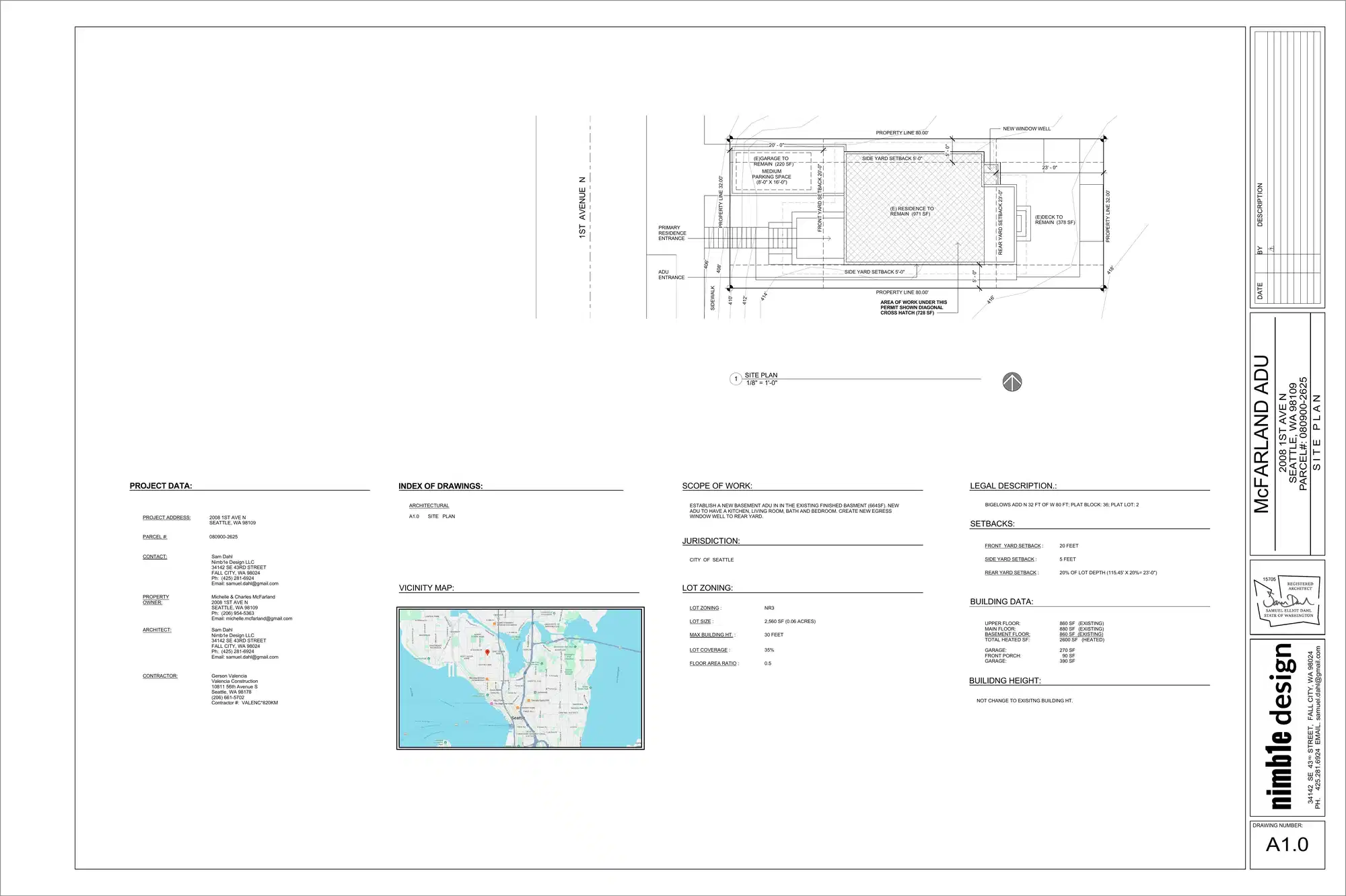 Site plan for 2008 1st Ave N