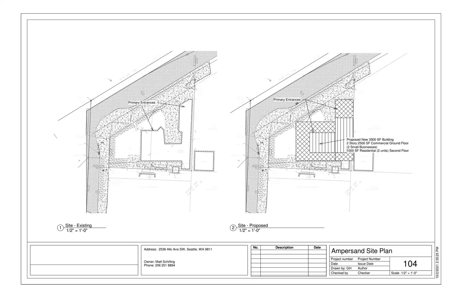 Site plan for 2536 Alki Ave SW