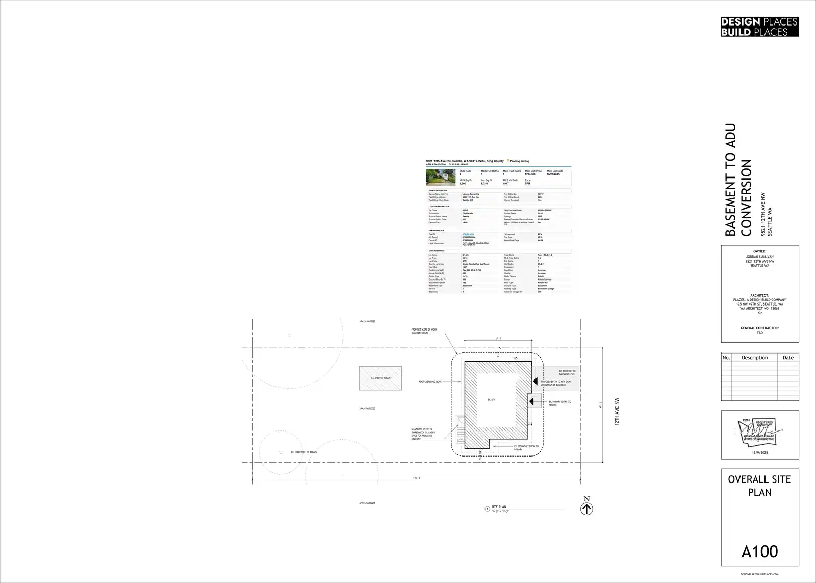 Site plan for 9521 12th Ave NW
