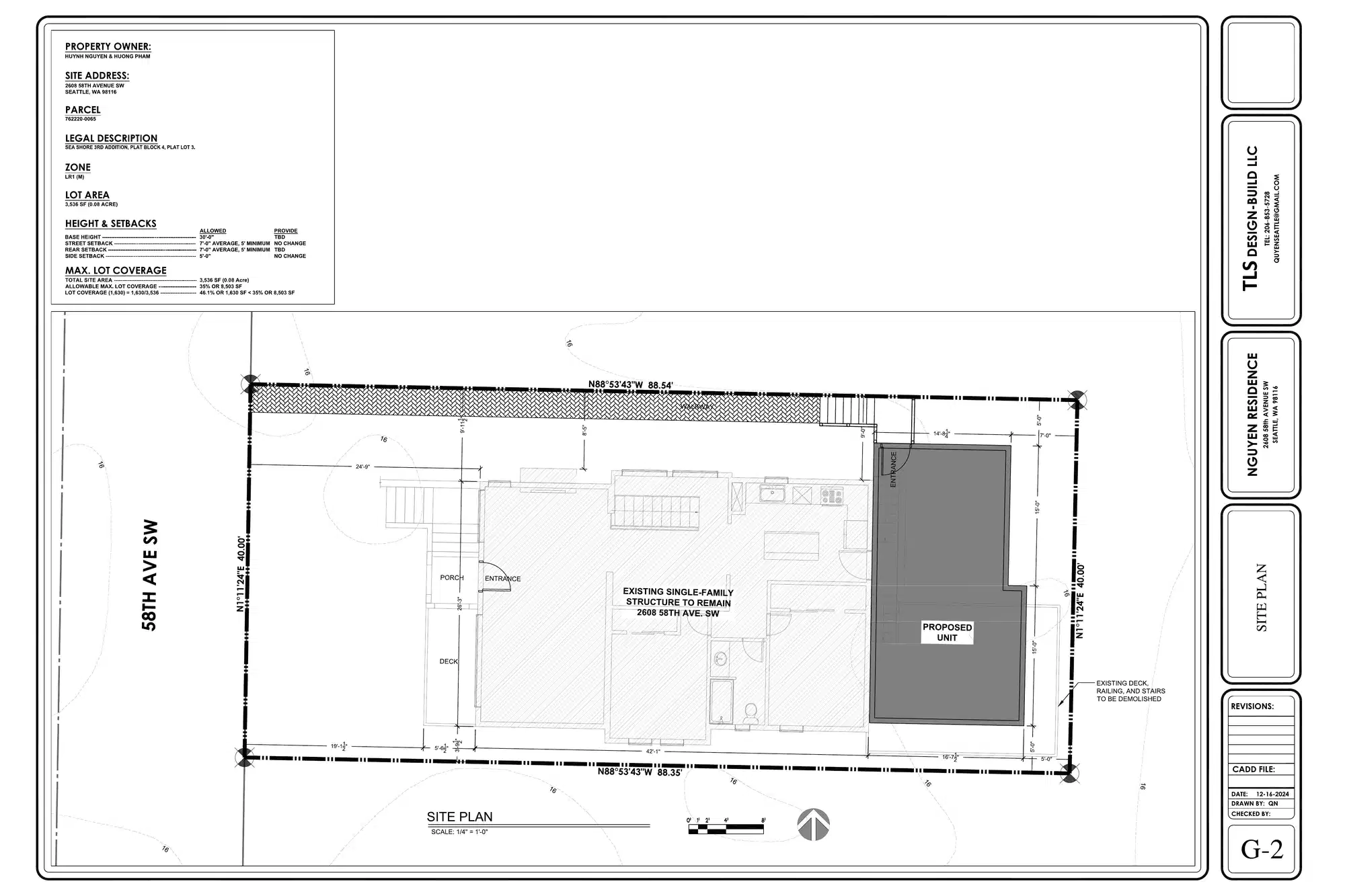Site plan for 2608 58th Ave SW