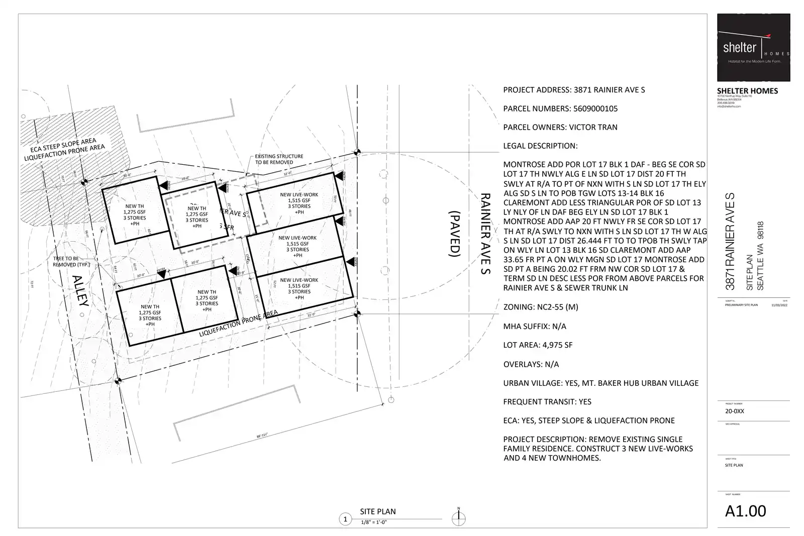 Site plan for 3871 Rainier Ave S