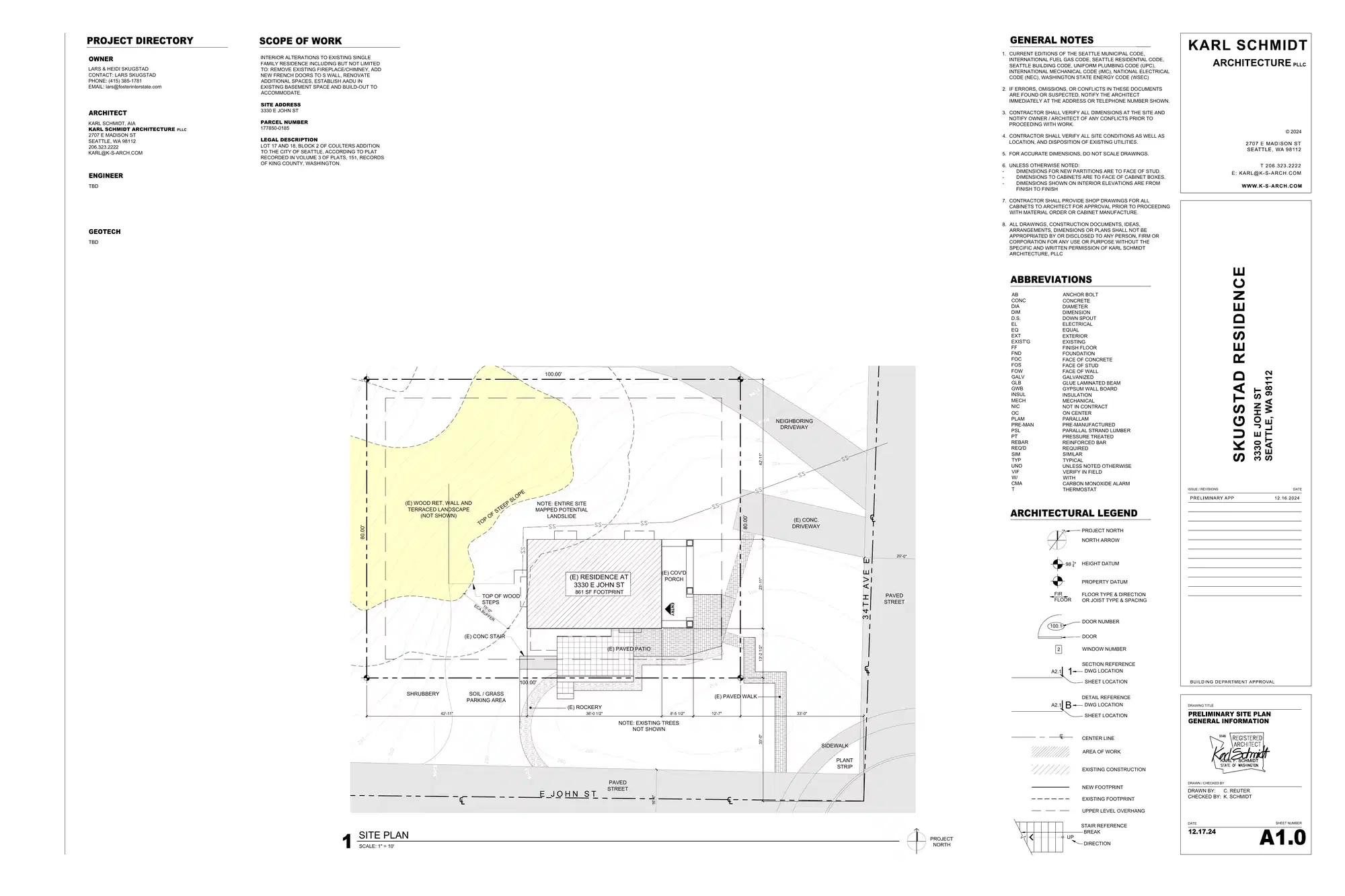 Site plan for 3330 E John St