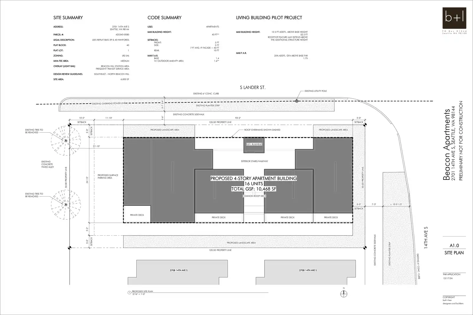 Site plan for 1321 S Lander St