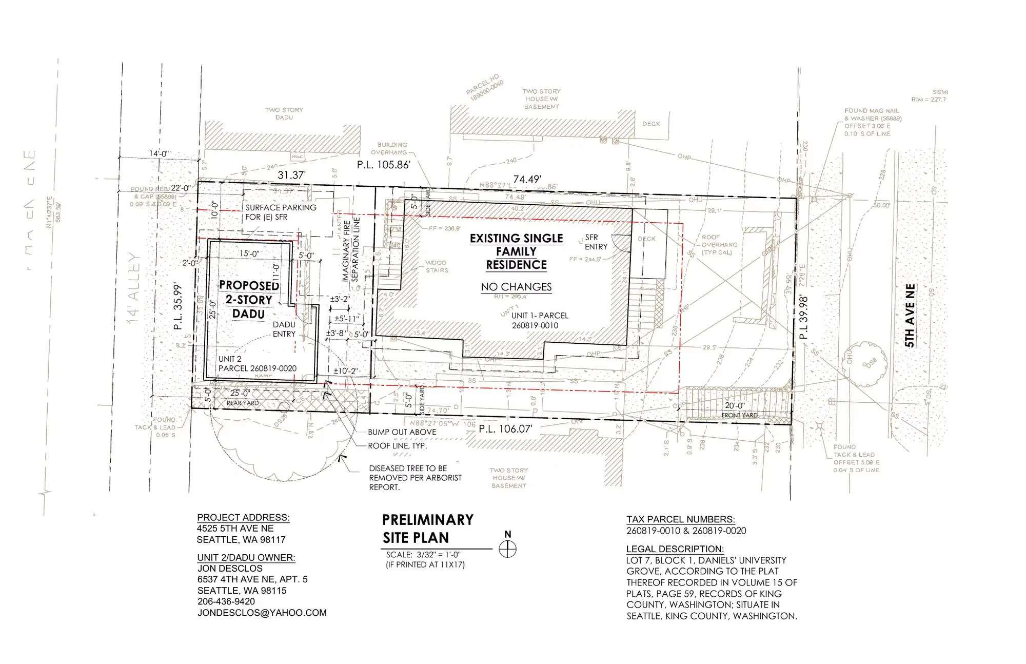 Site plan for 4525 B 5th Ave NE