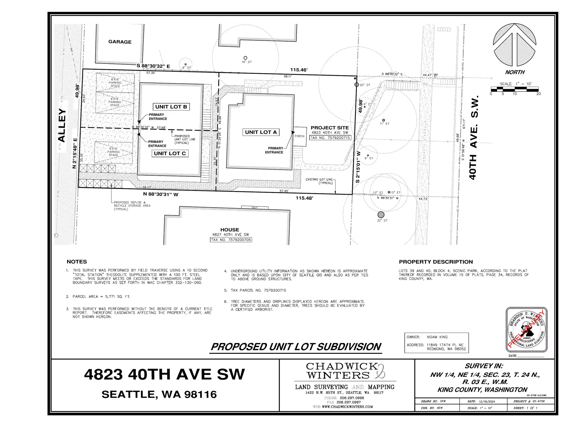 Site plan for 4823 40th Ave SW