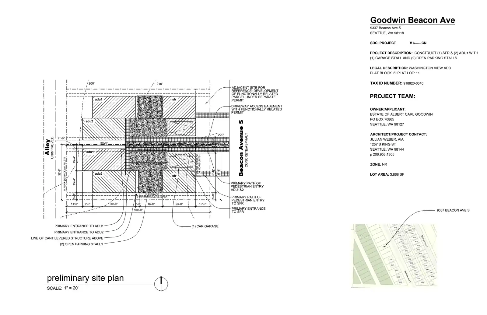 Site plan for 9337 Beacon Ave S