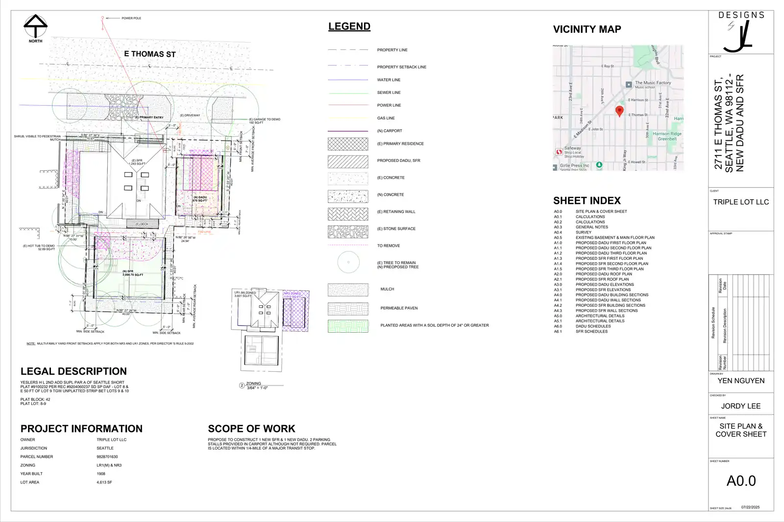 Site plan for 2711 E Thomas St