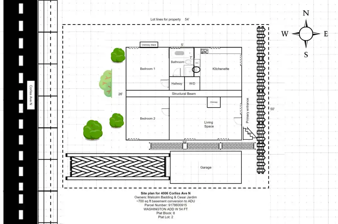 Site plan for 4006 Corliss Ave N