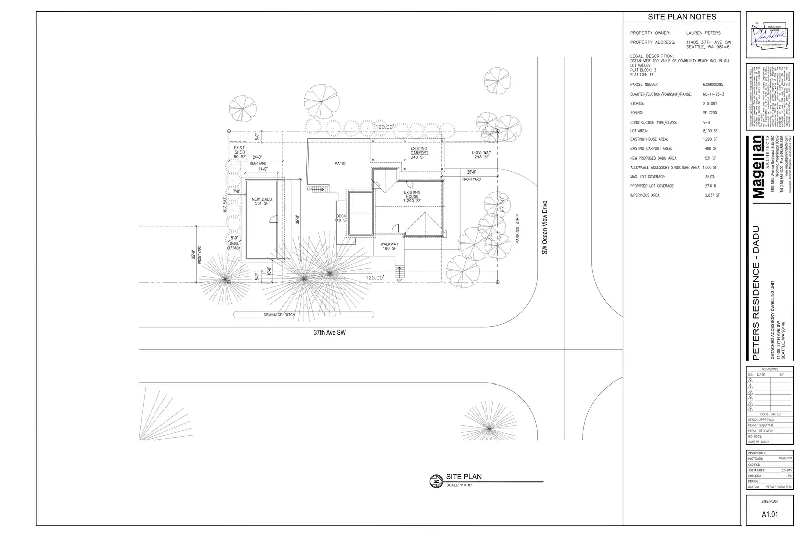 Site plan for 11405 37th Ave SW