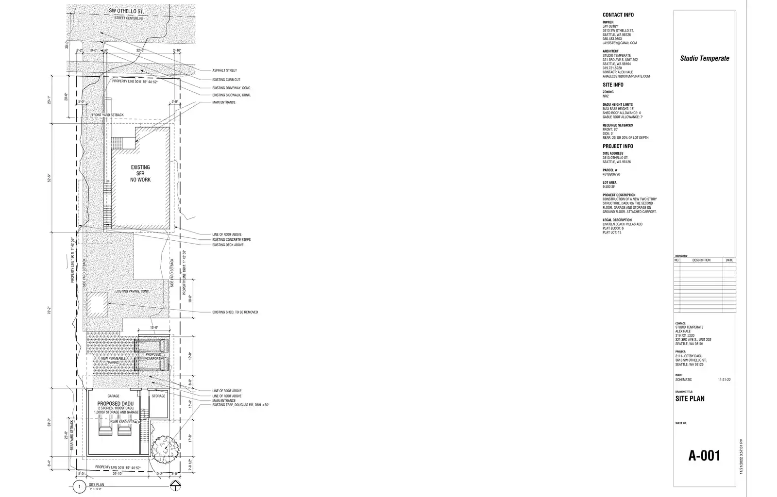 Site plan for 3615 SW Othello St