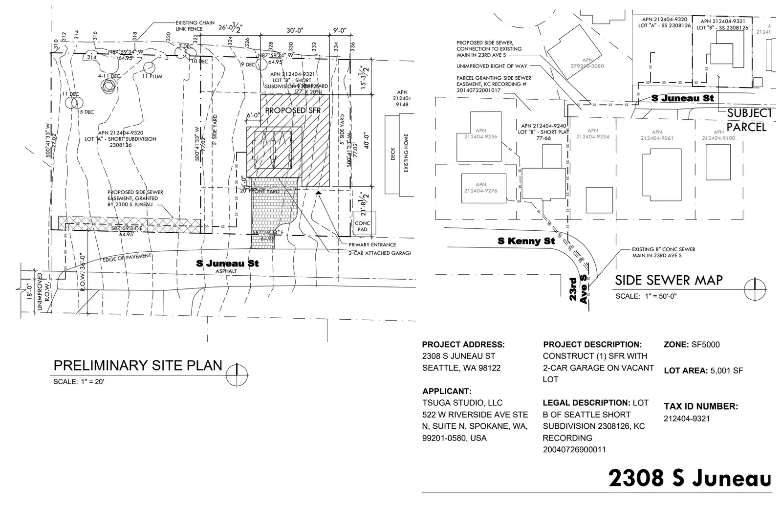 Site plan for 2308 S Juneau St