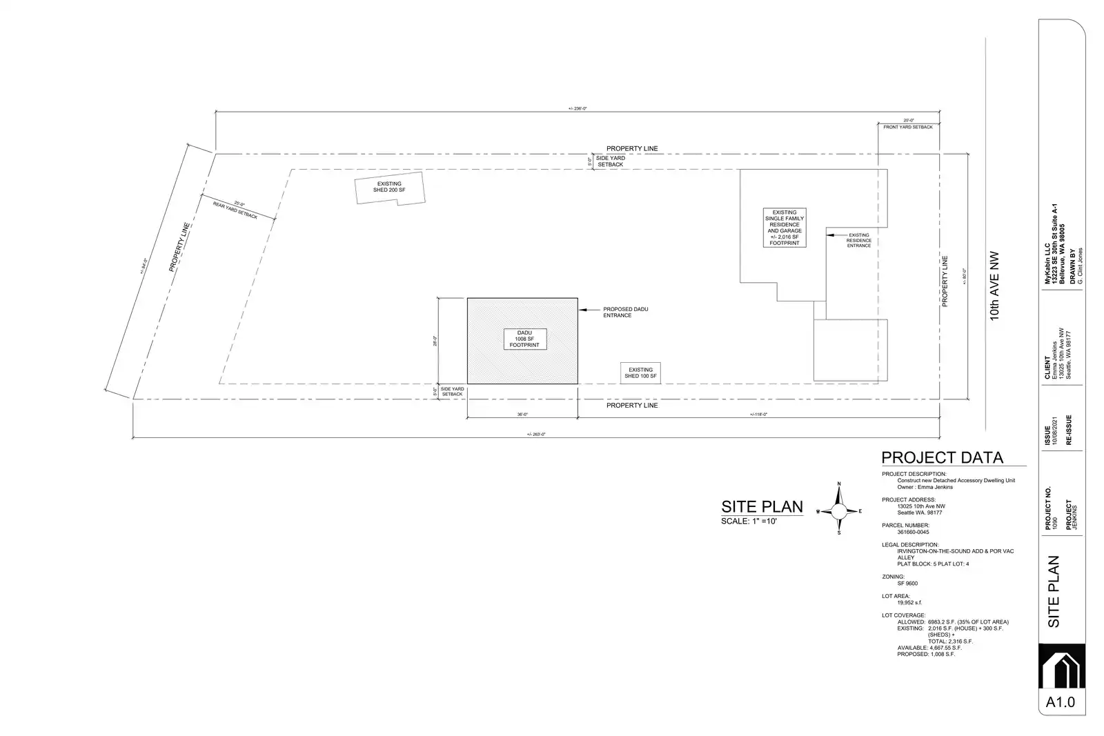 Site plan for 13025 10th Ave NW