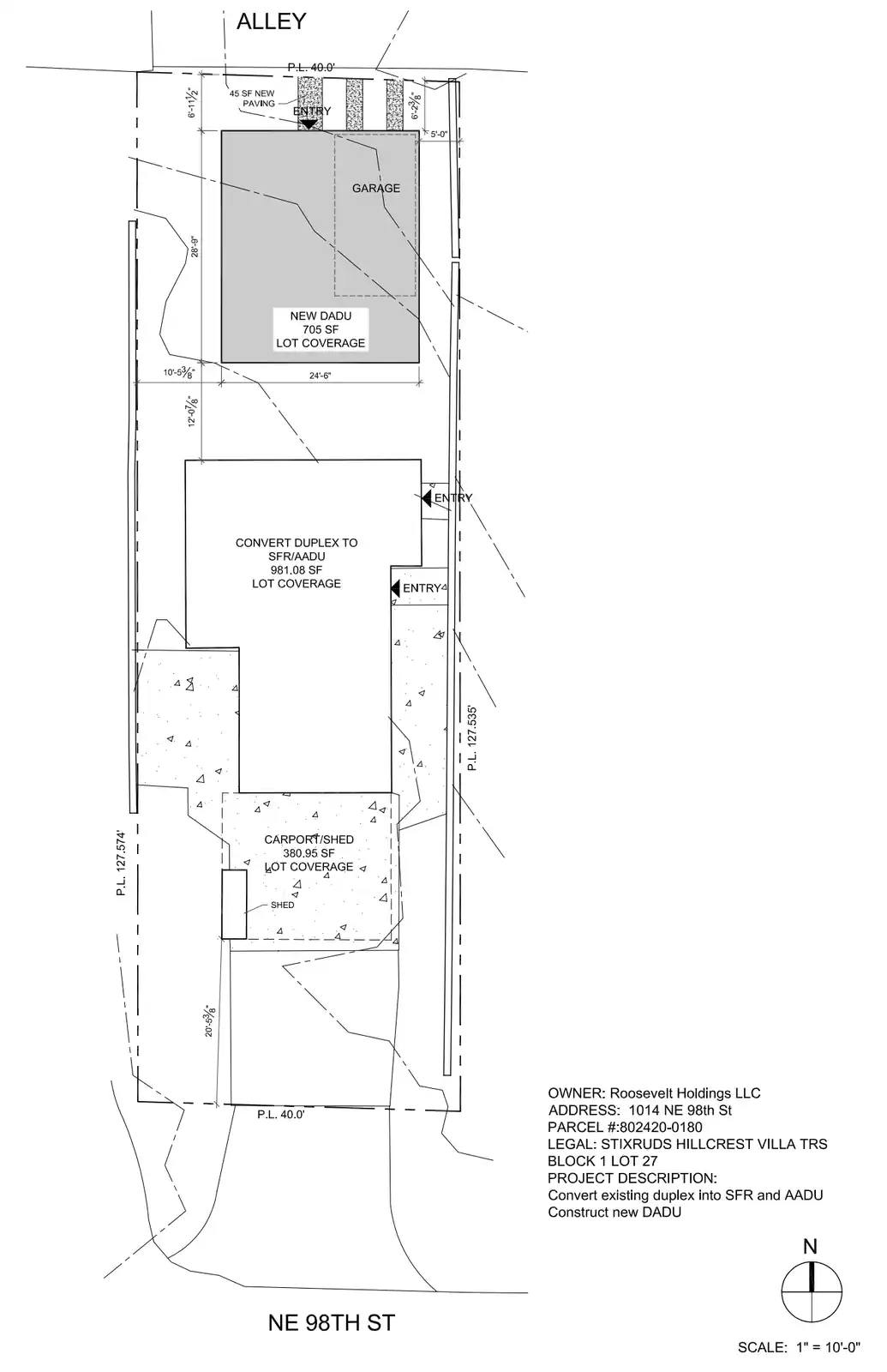 Site plan for 1016 NE 98th St