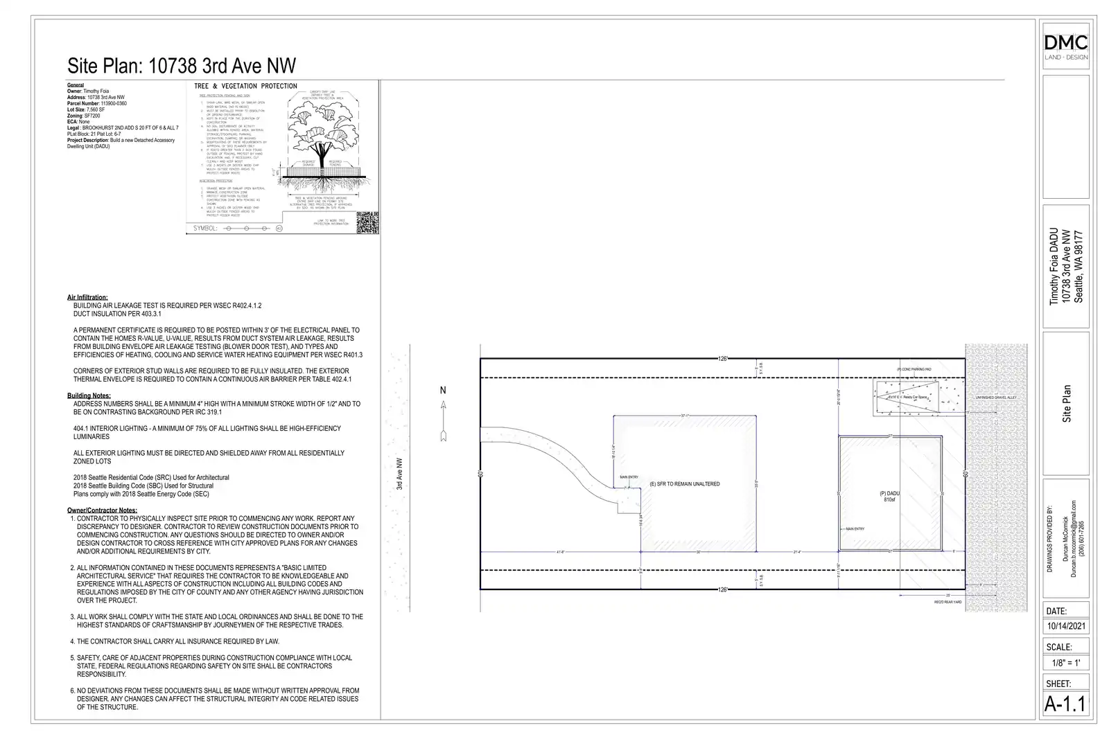 Site plan for 10738 3rd Ave NW