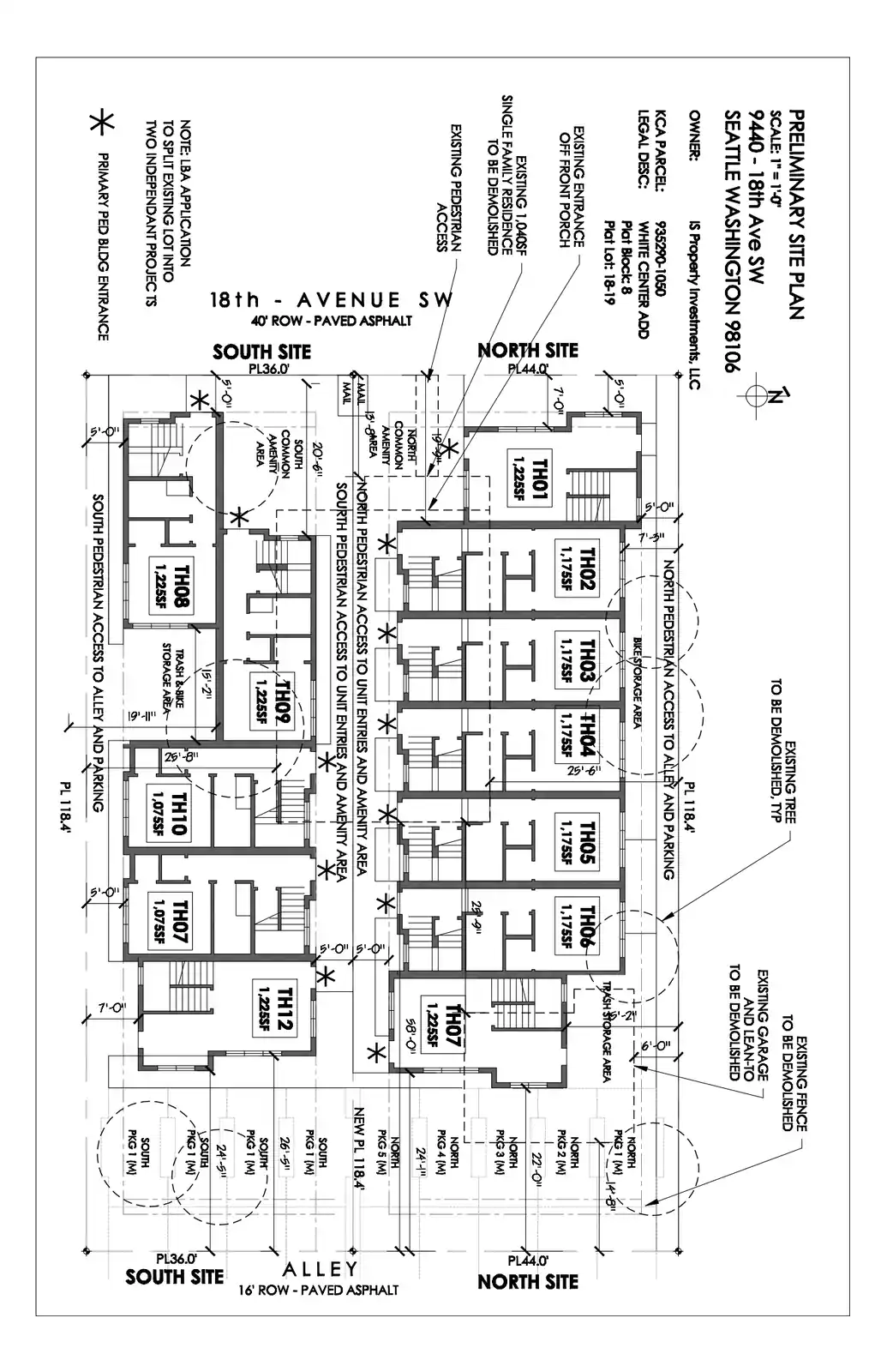 Site plan for 9440 18th Ave SW