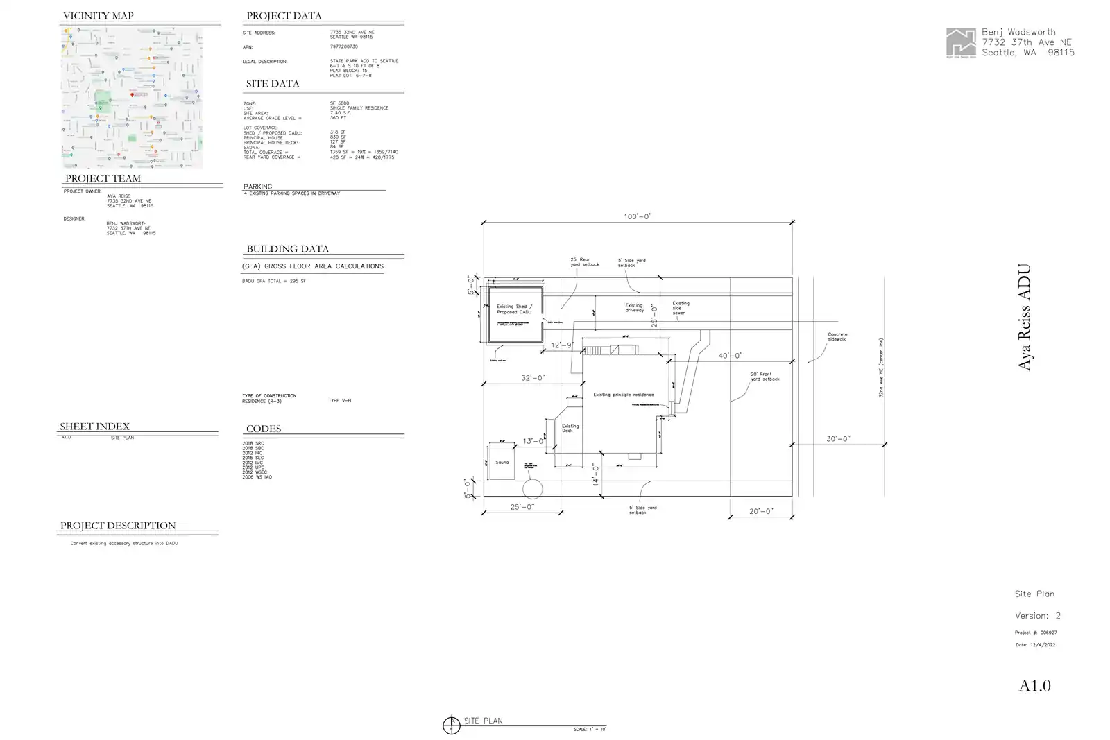 Site plan for 7735 32nd Ave NE