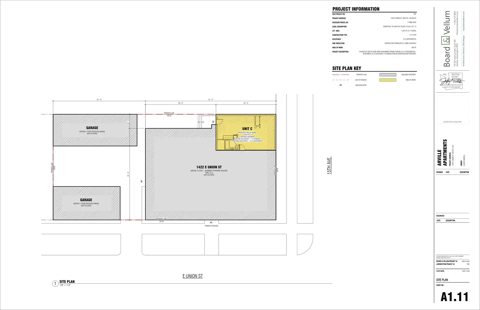 Site plan for 1422 E Union St