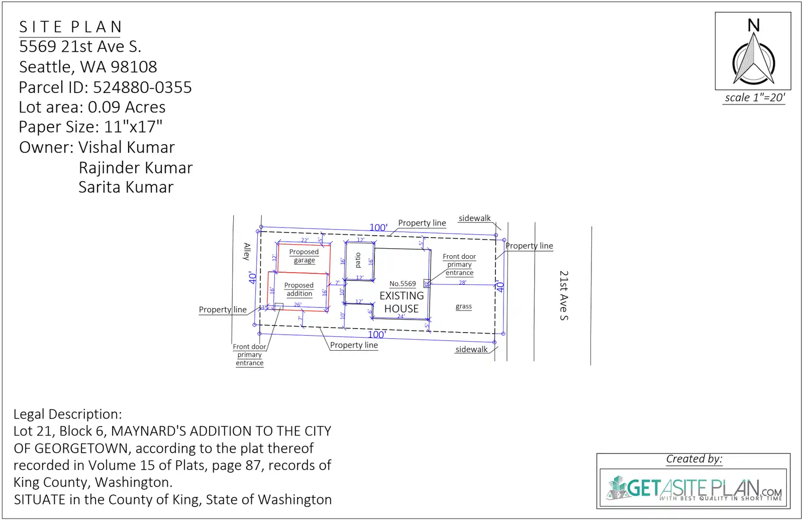 Site plan for 5567 21st Ave S