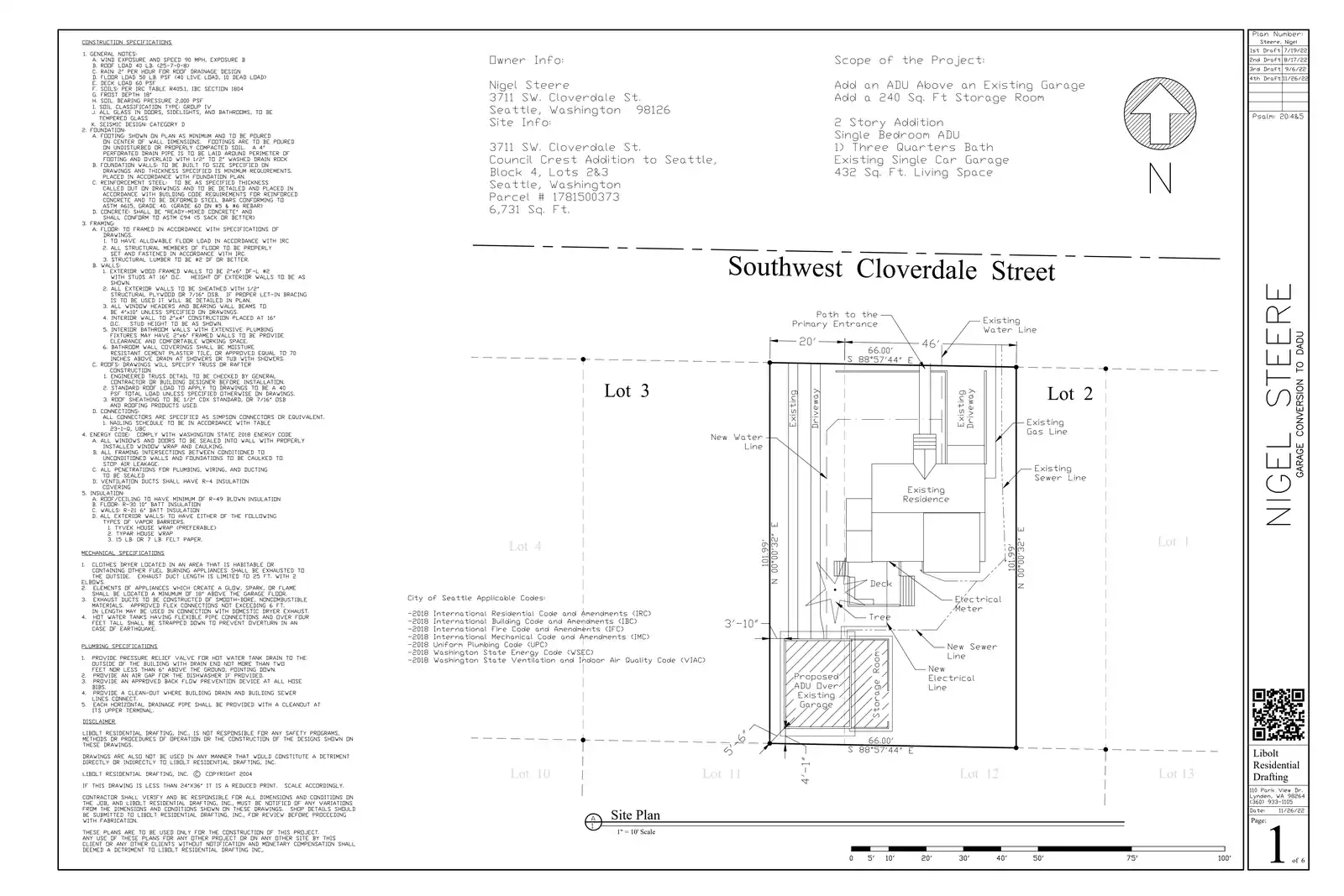 Site plan for 3713 SW Cloverdale St