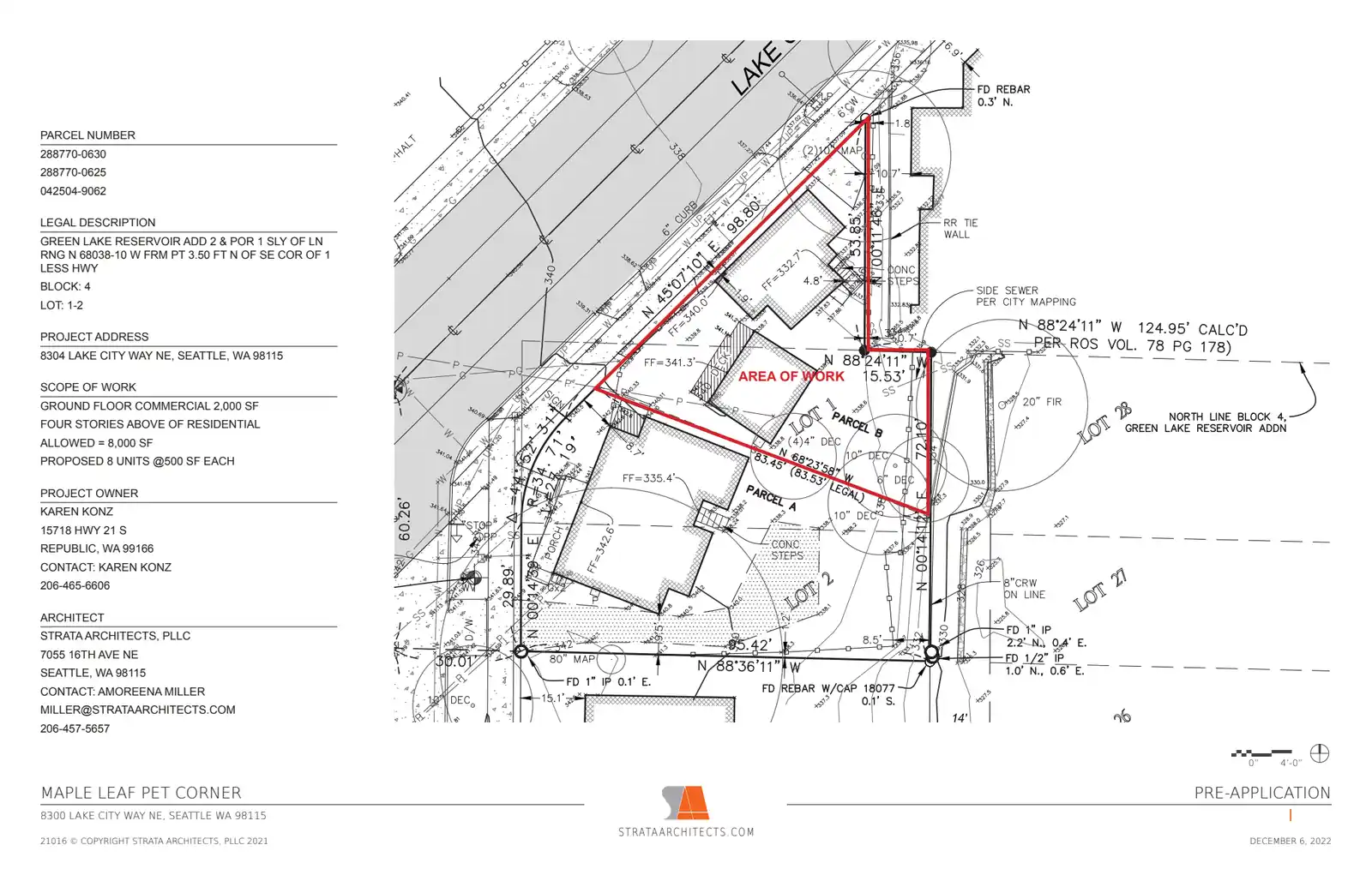 Site plan for 8304 Lake City Way NE