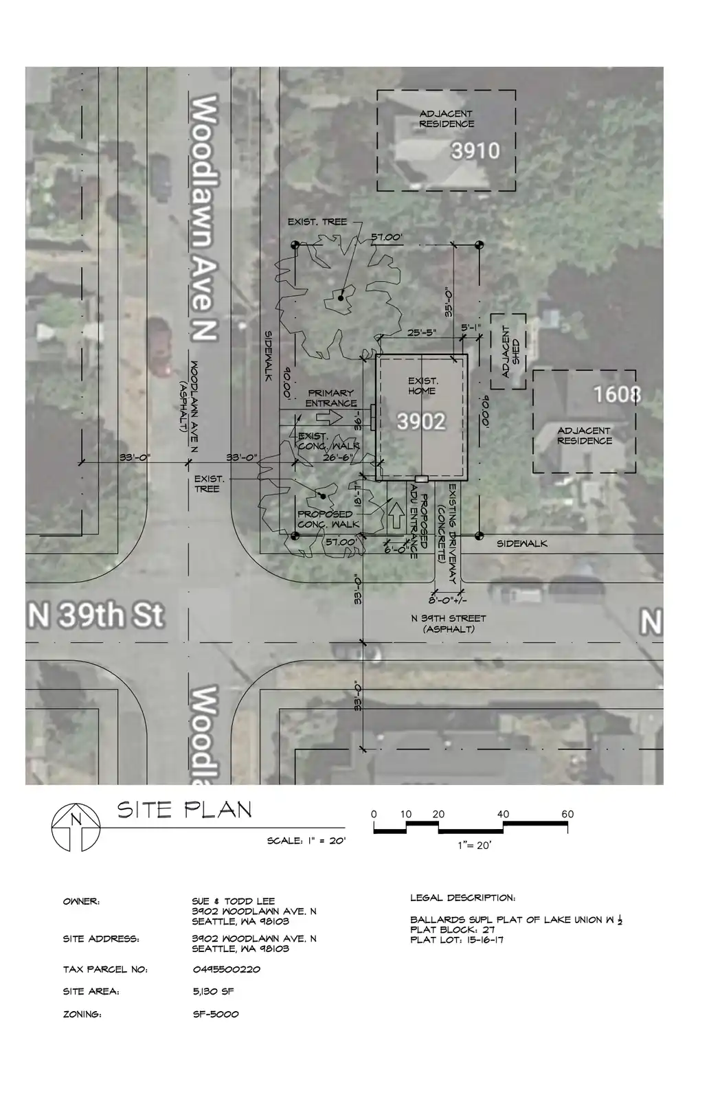 Site plan for 3902 Woodlawn Ave N