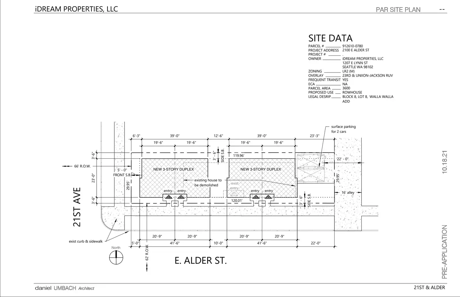 Site plan for 2100 E Alder St