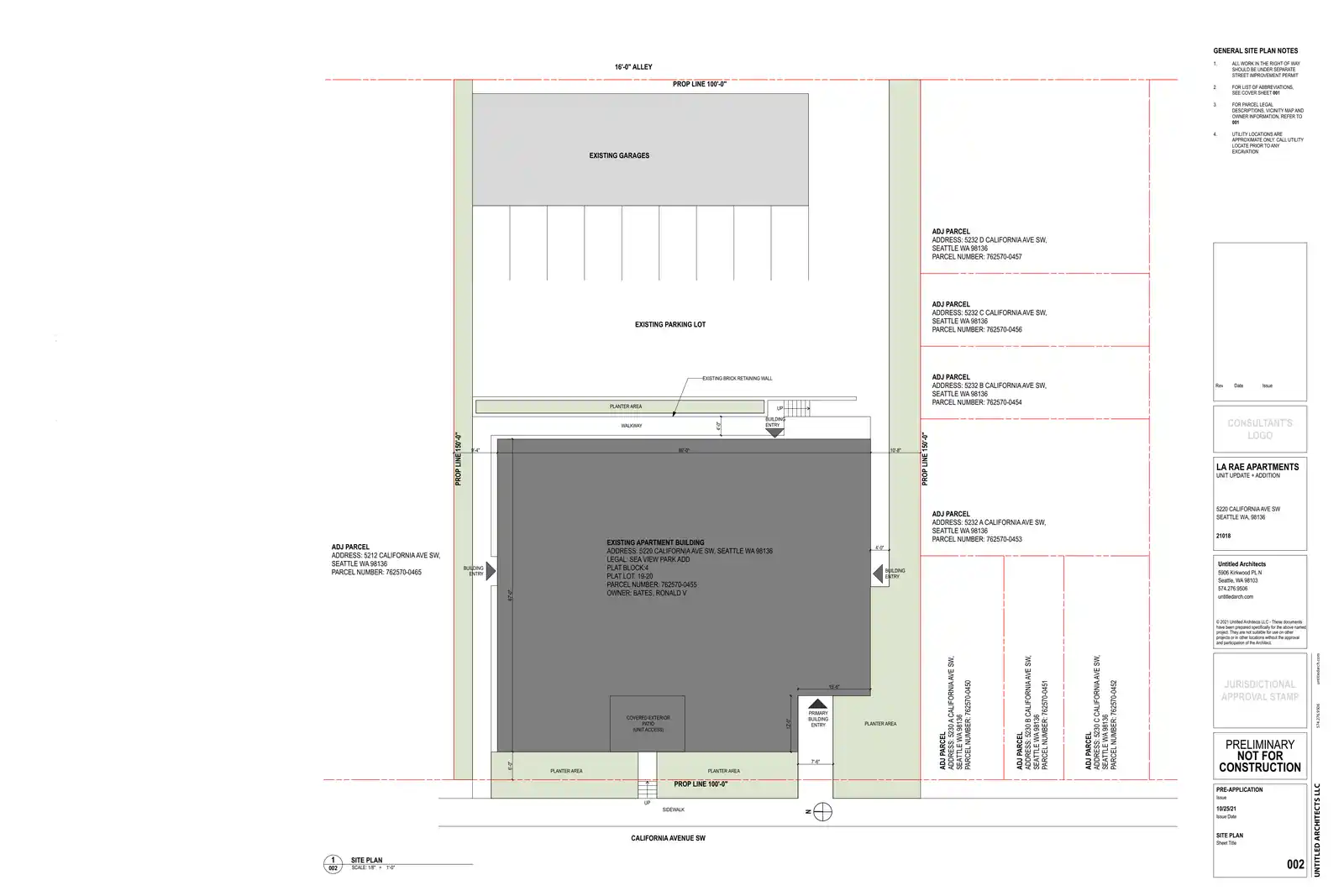 Site plan for 5220 California Ave SW