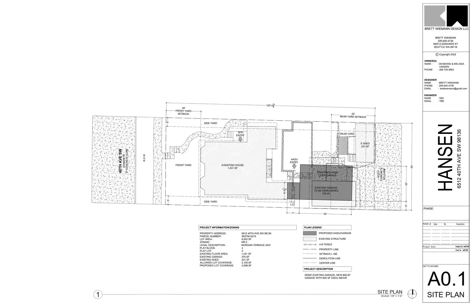 Site plan for 6512 40th Ave SW