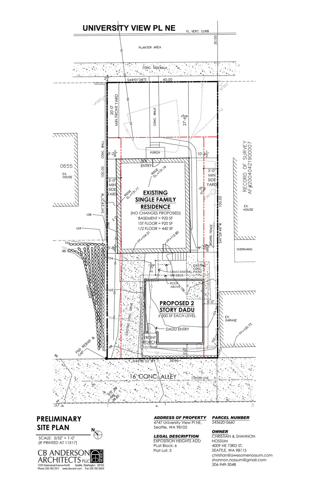 Site plan for 4745 University View Pl NE
