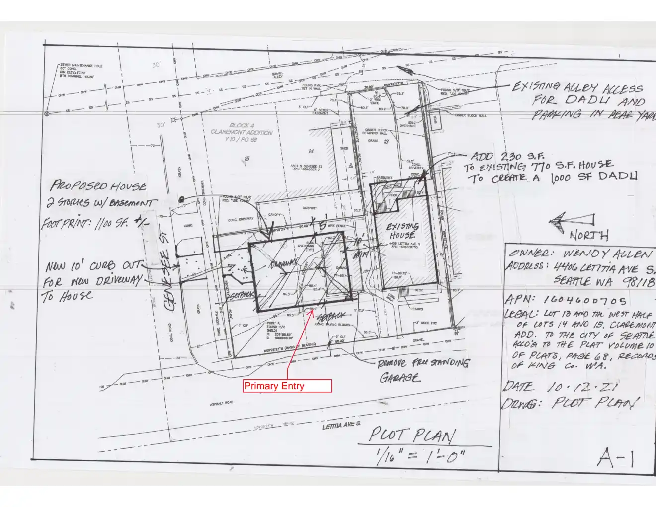 Site plan for 4406 Letitia Ave S