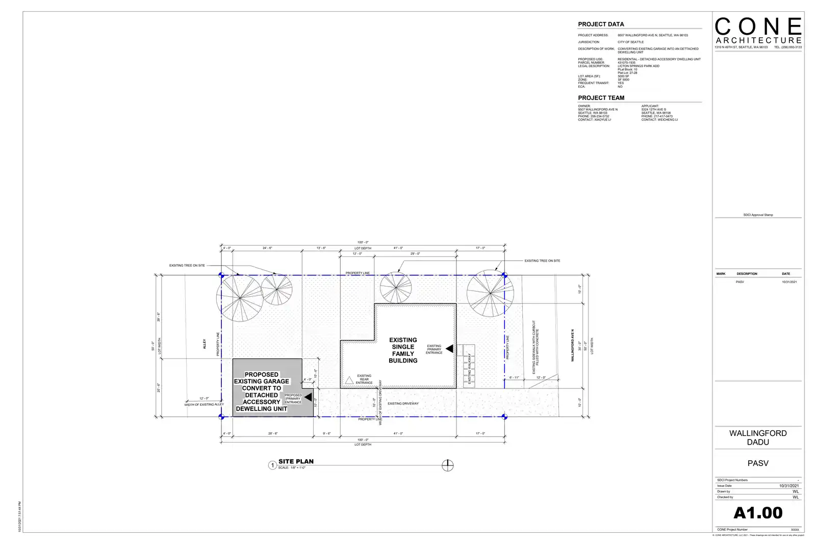 Site plan for 9507 Wallingford Ave N