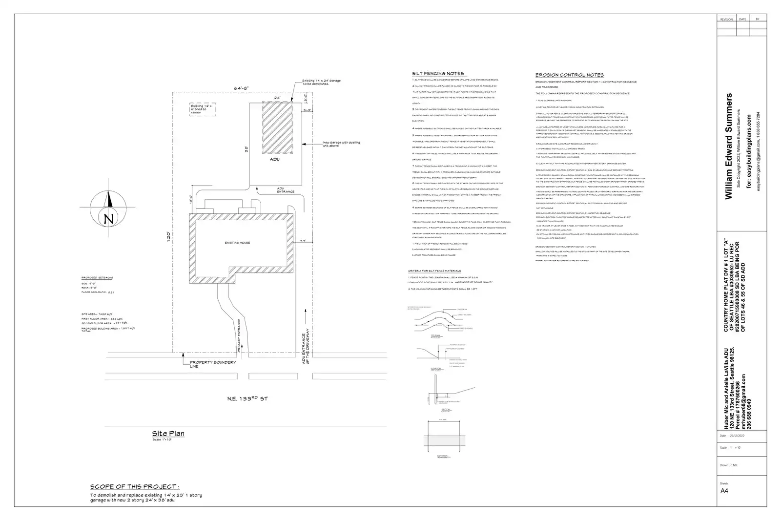 Site plan for 122 NE 133rd St