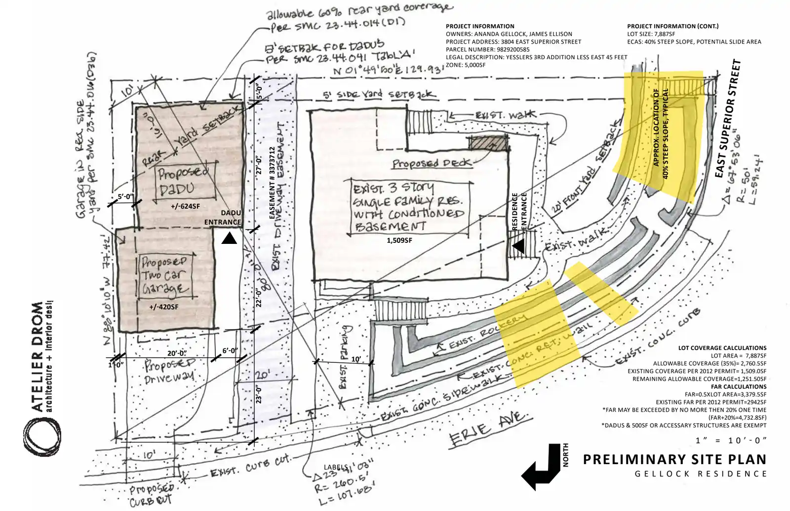 Site plan for 3804 E Superior St