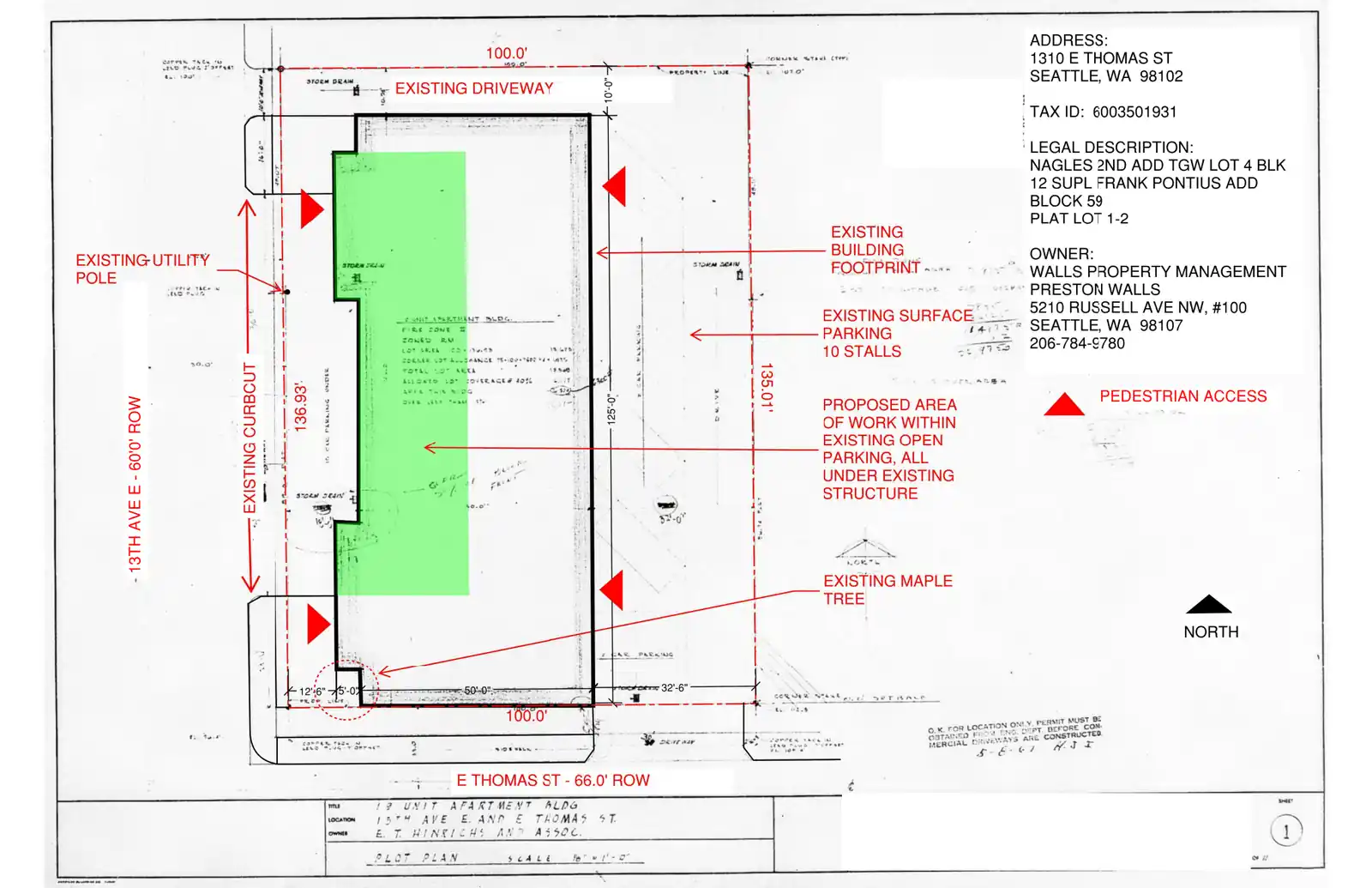 Site plan for 1310 E Thomas St