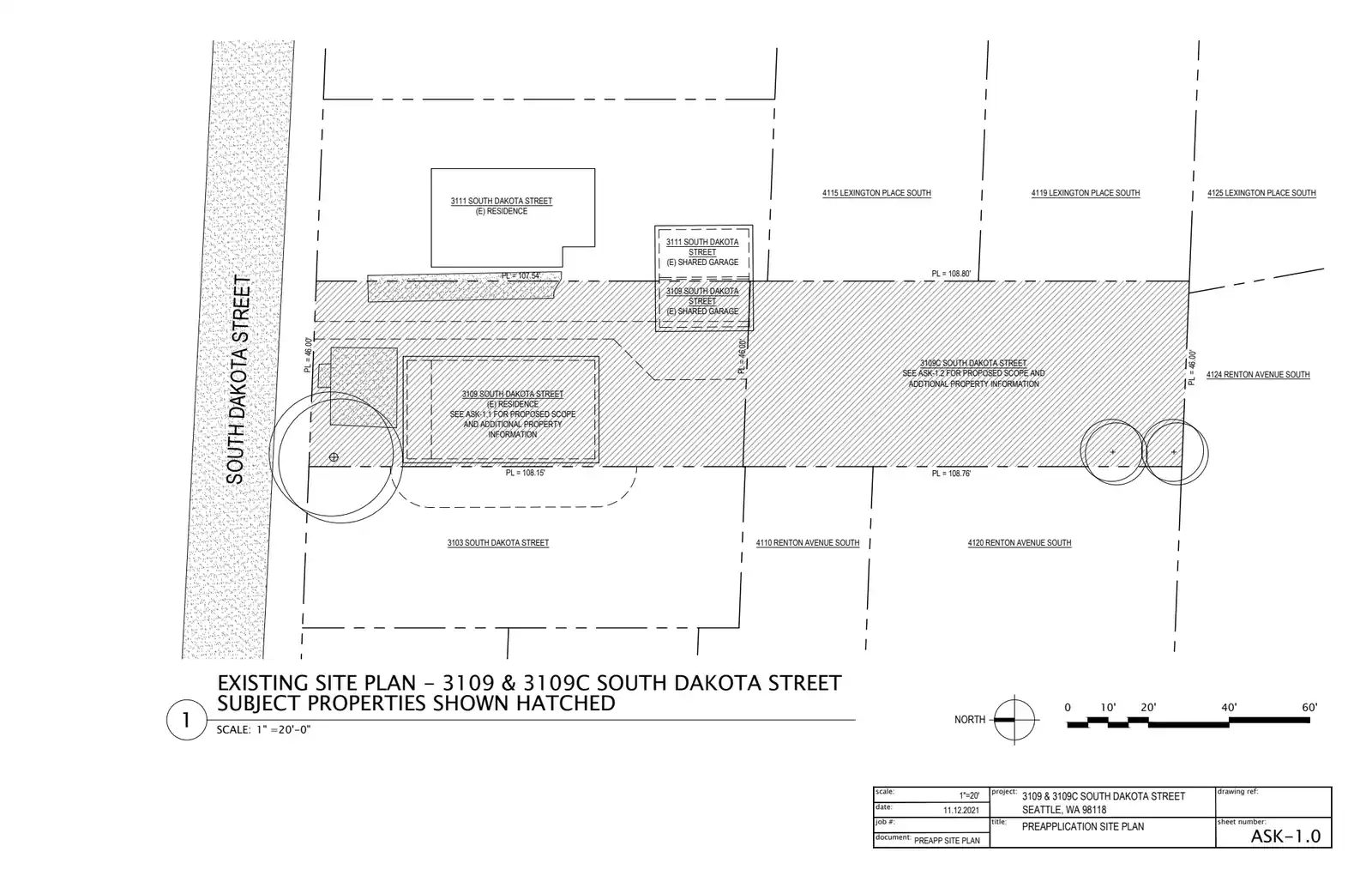 Site plan for 3109 S Dakota St