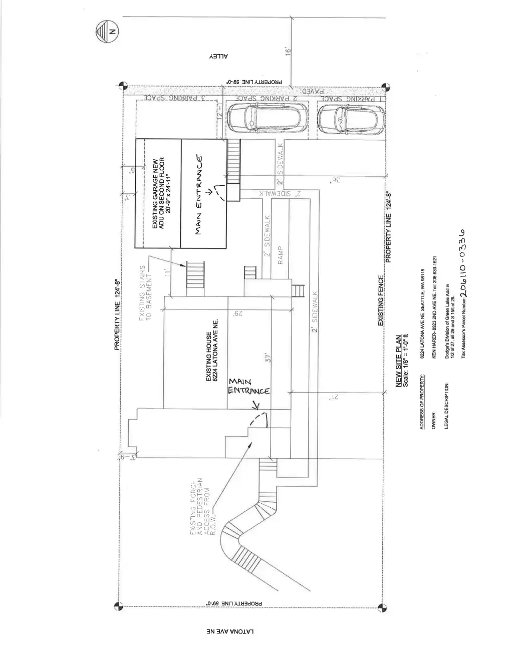 Site plan for 8224 B Latona Ave NE