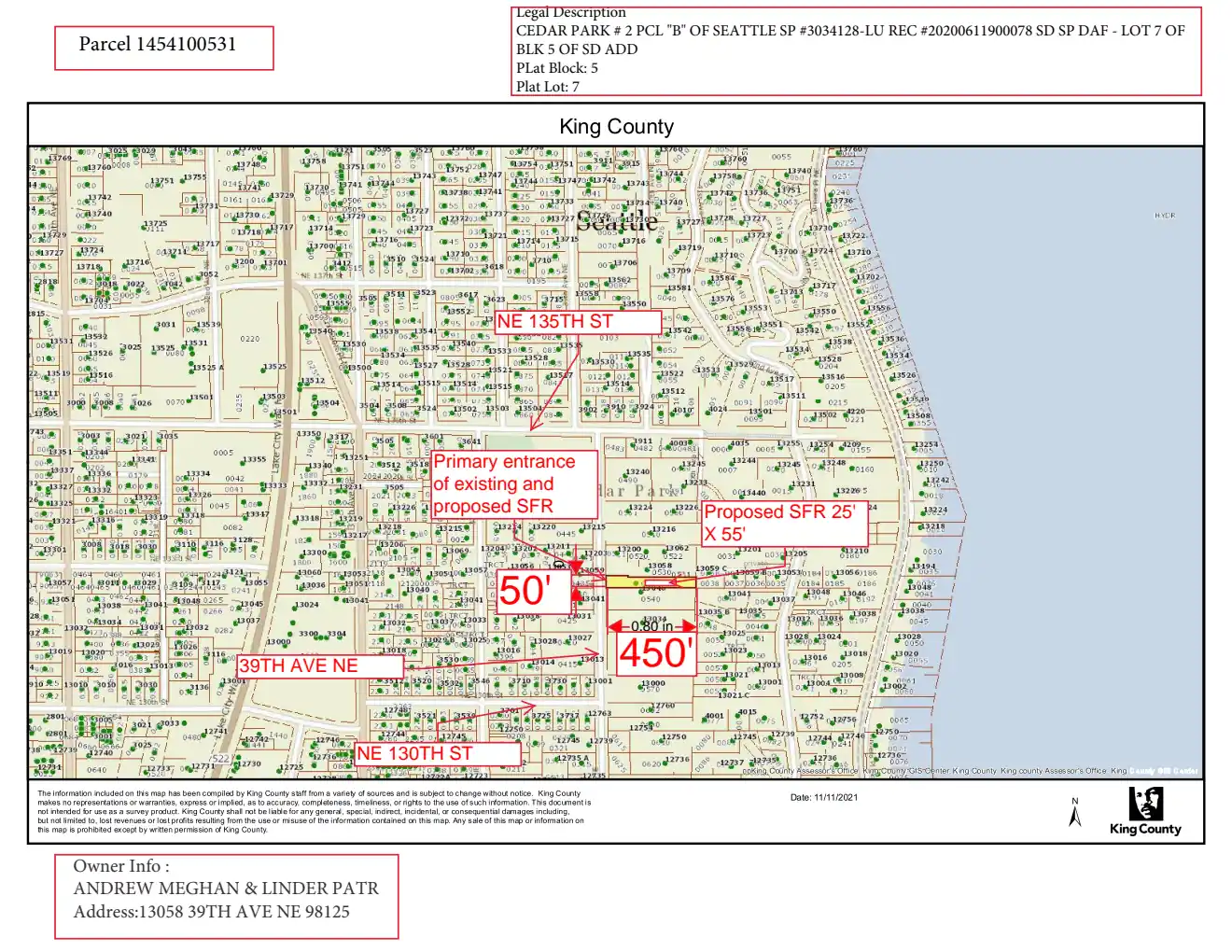 Site plan for 13058 39th Ave NE
