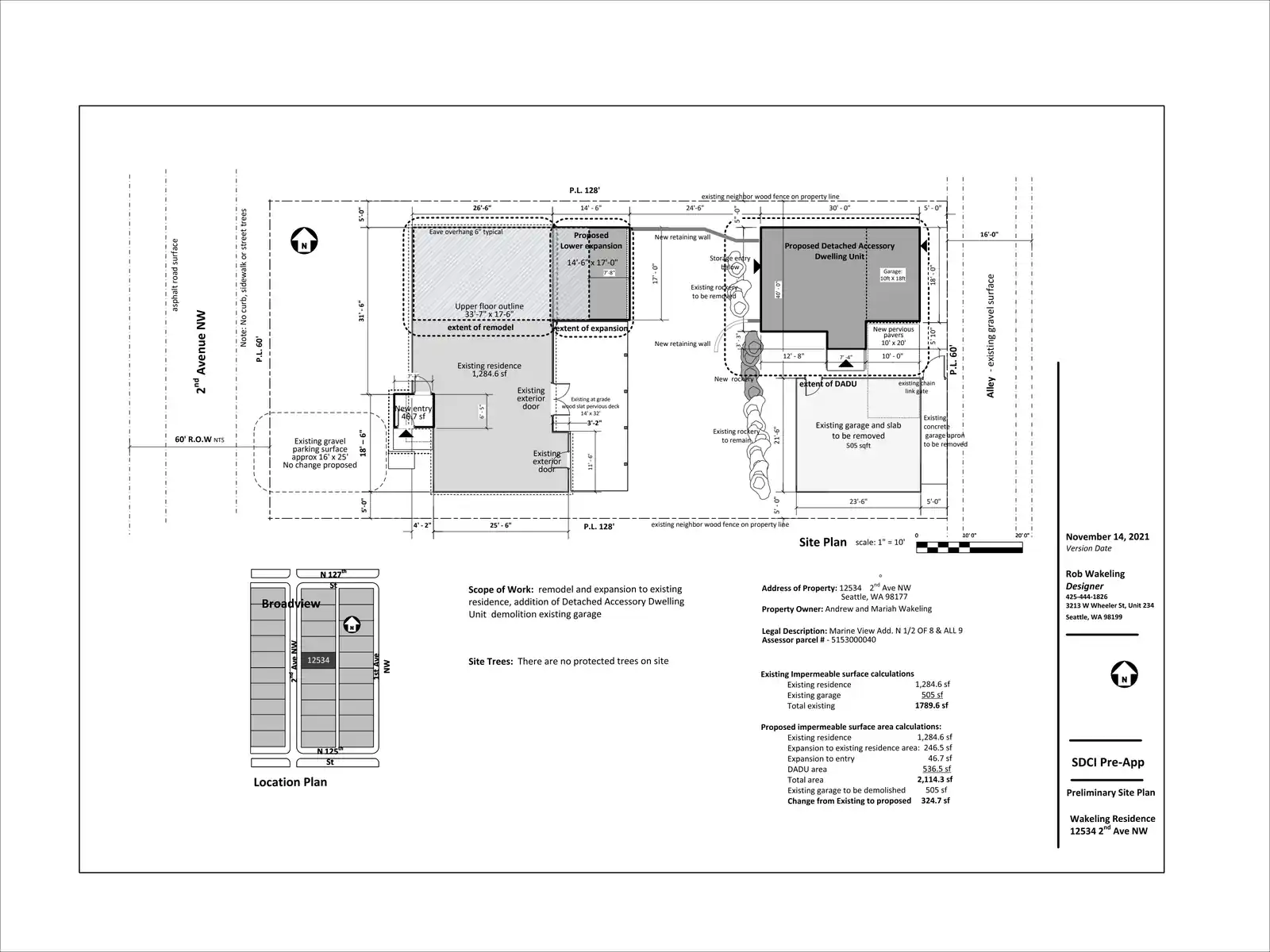 Site plan for 12534 2nd Ave NW