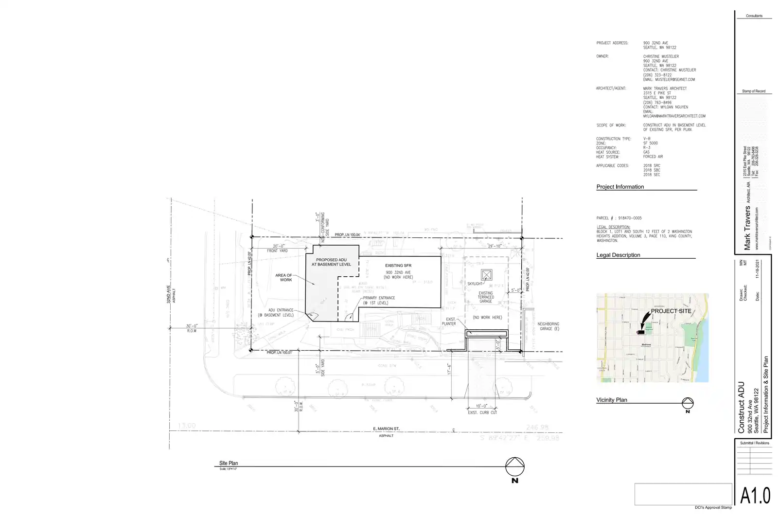 Site plan for 900 32nd Ave
