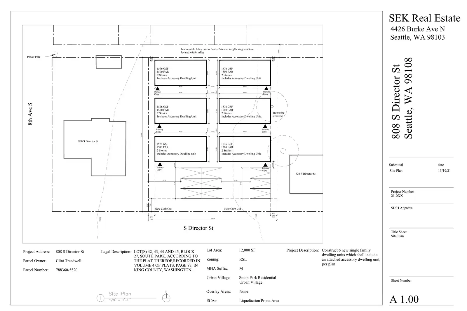 Site plan for 808 S Director St