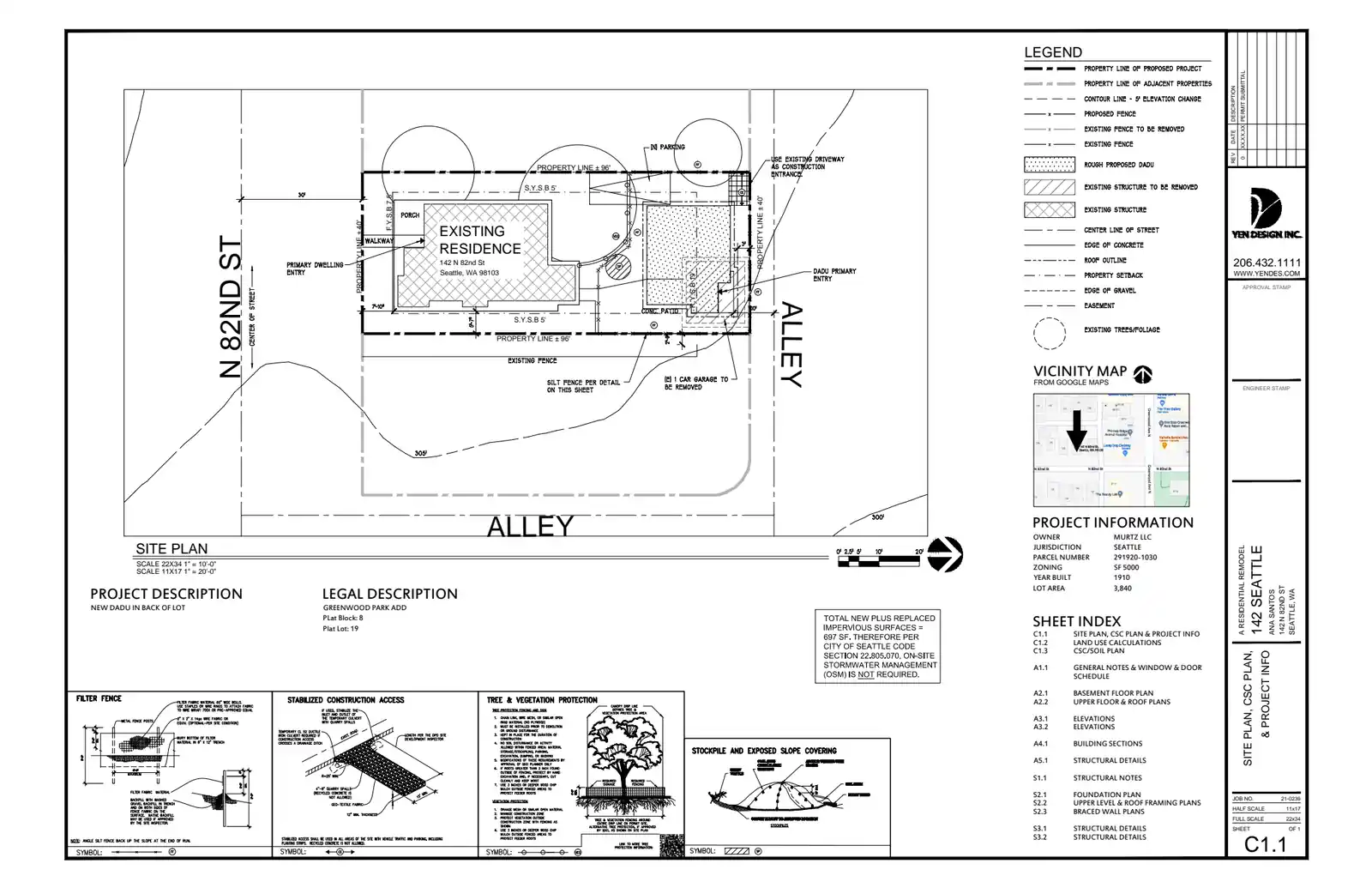 Site plan for 142 B N 82nd St