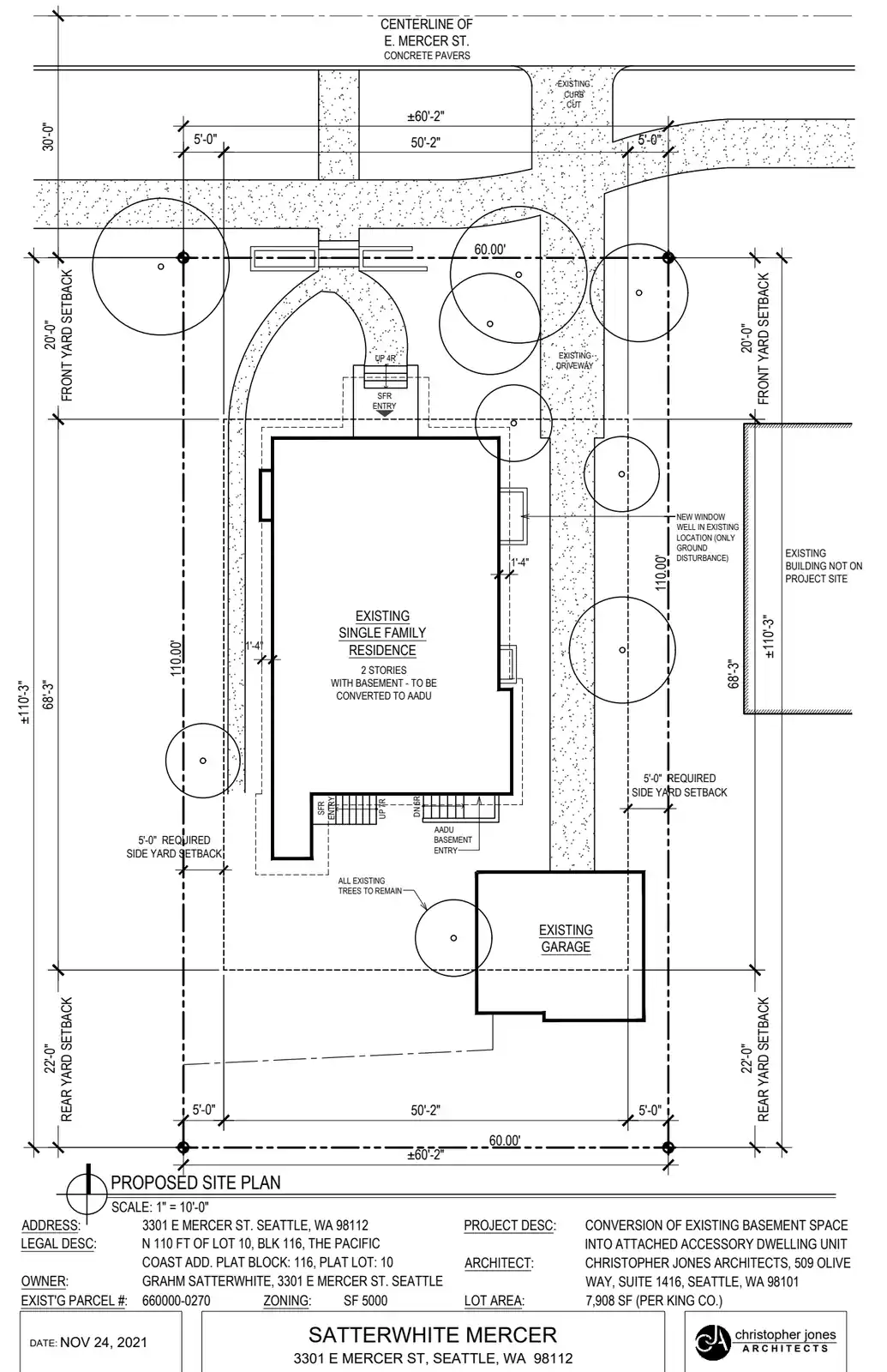 Site plan for 3301 E Mercer St