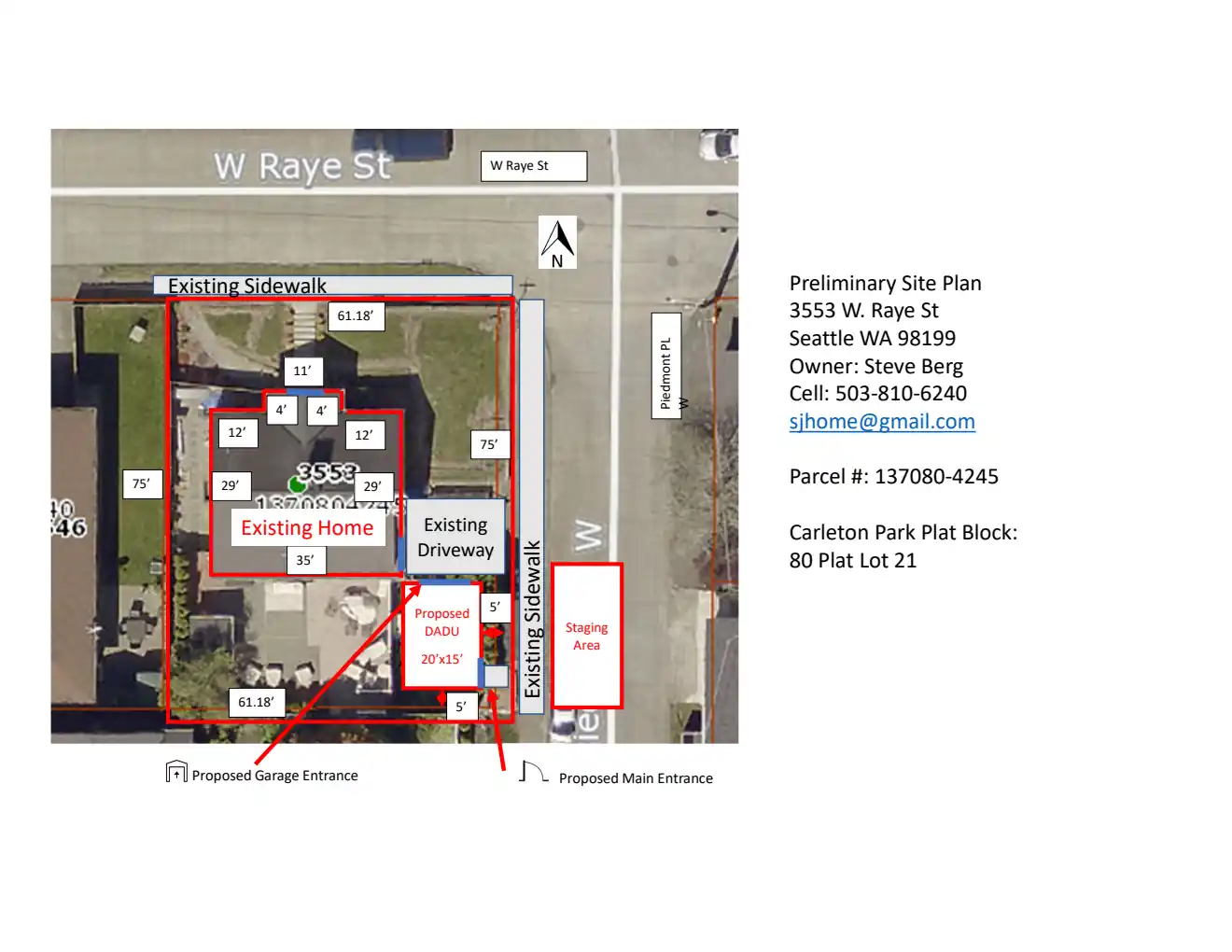 Site plan for 3553 W Raye St