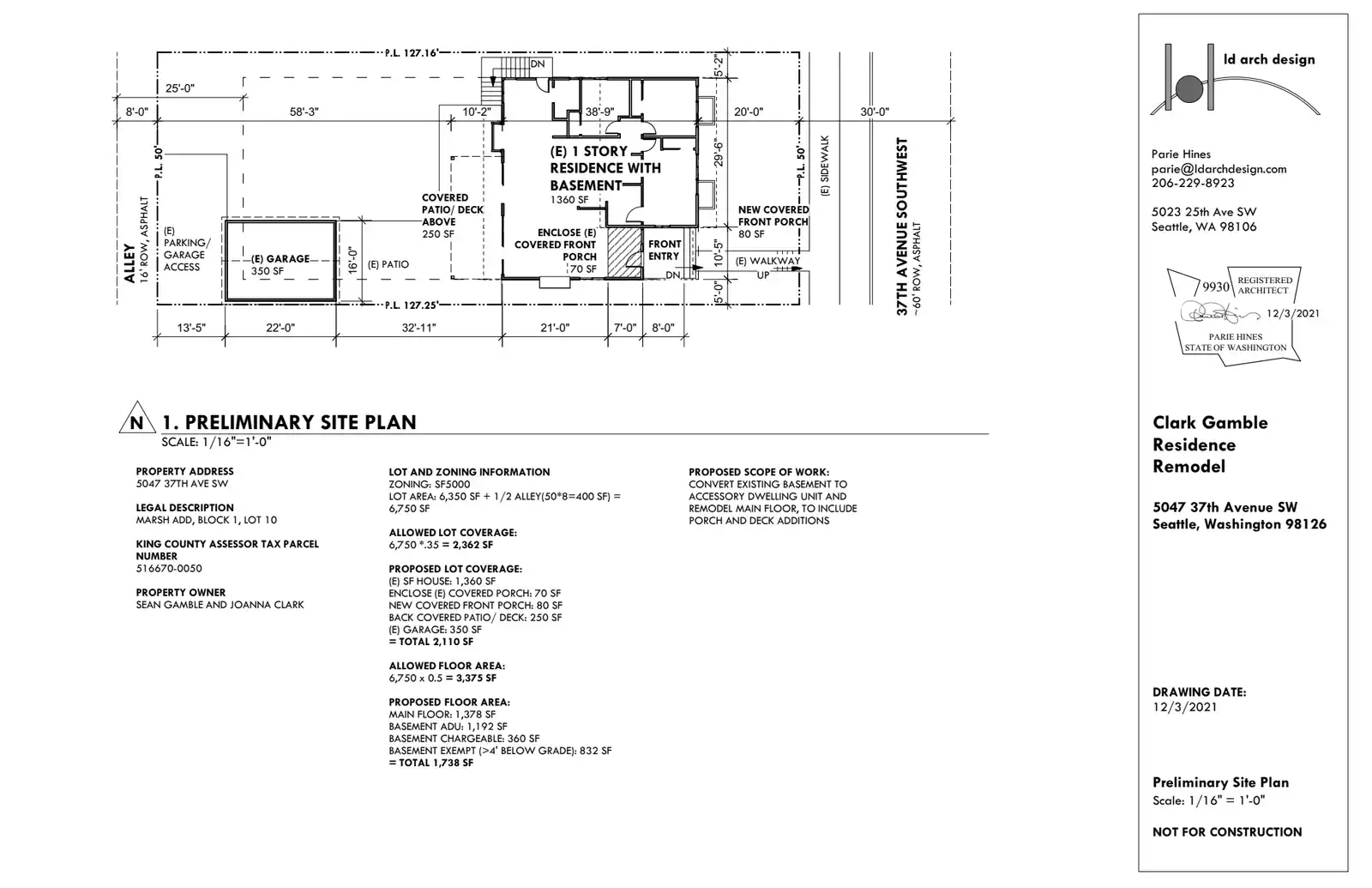 Site plan for 5047 37th Ave SW
