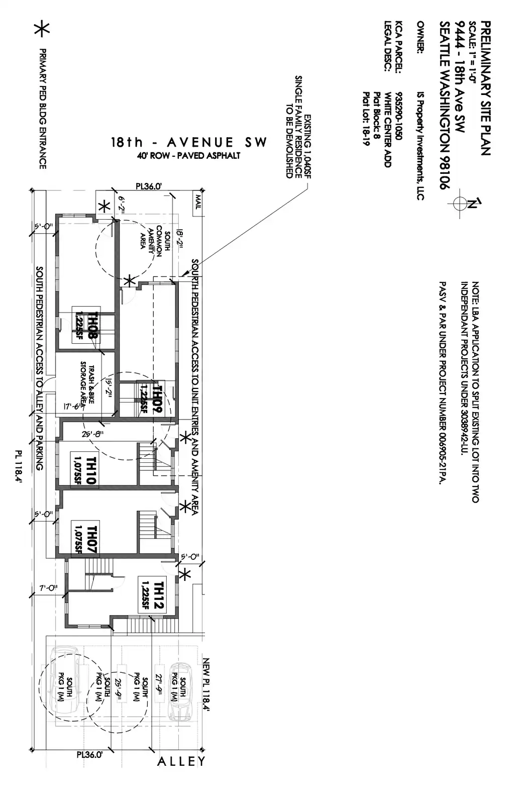 Site plan for 9444 18th Ave SW