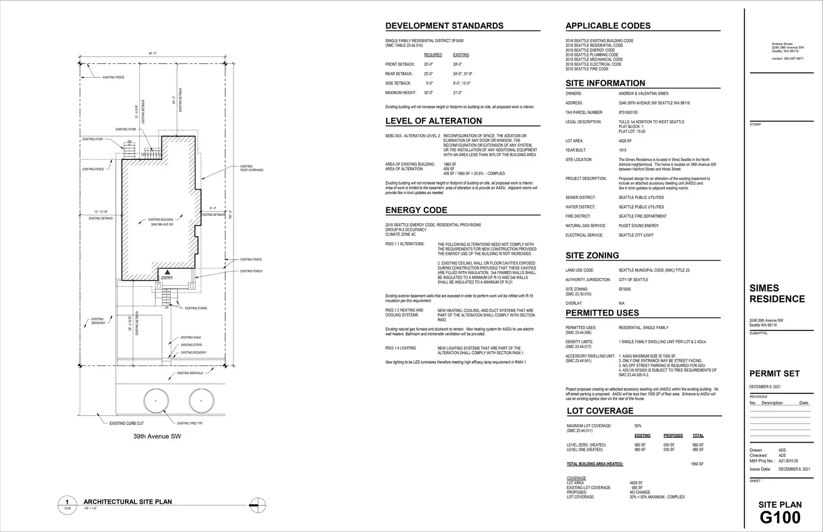 Site plan for 3246 39th Ave SW